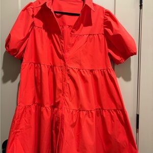 Vibrant Red Tiered Dress